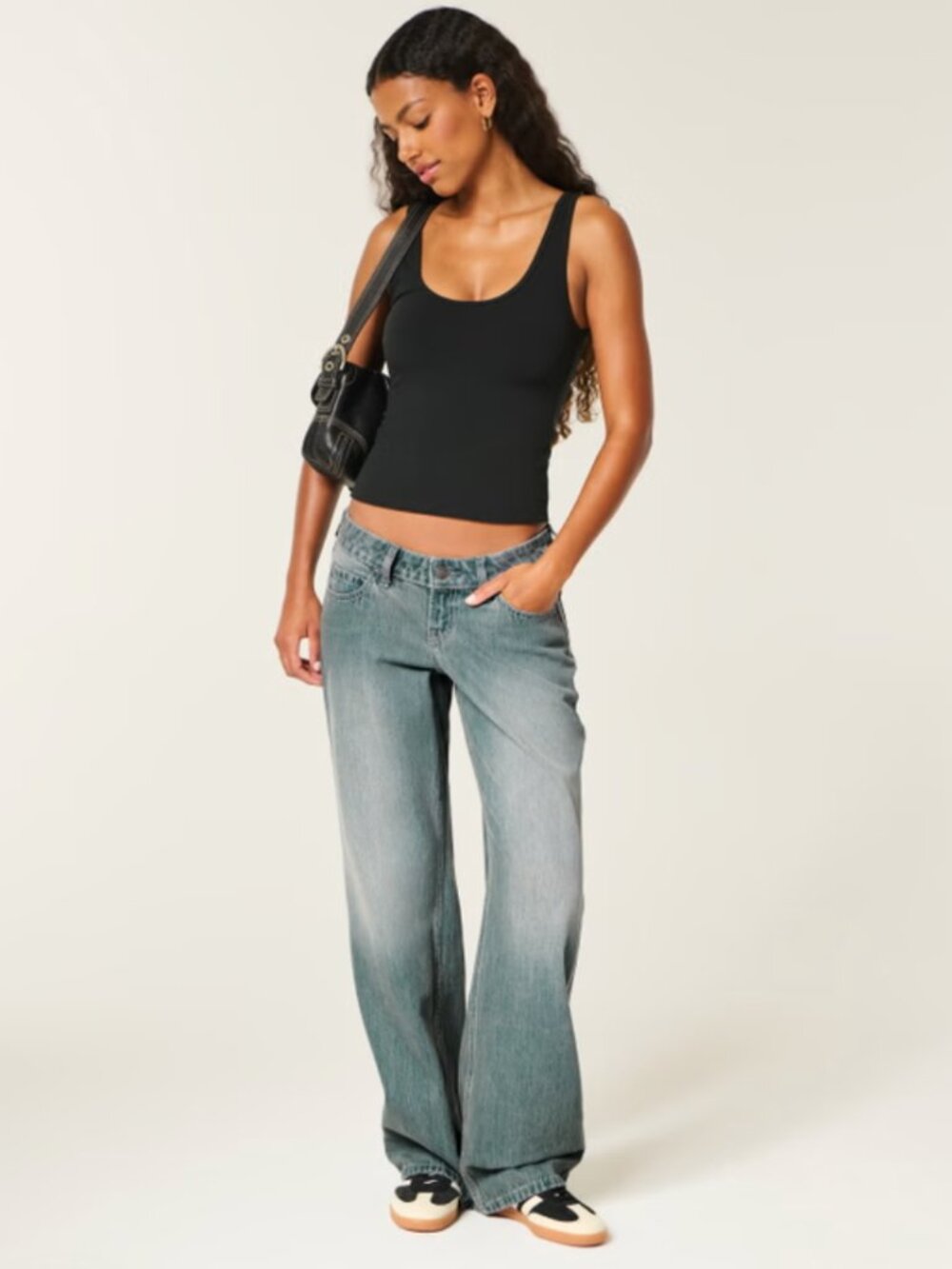 Ultra Low-Rise Baggy Jeans - Medium Wash